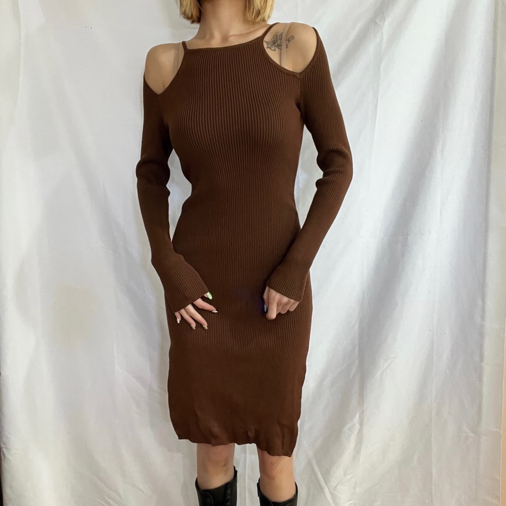 Fashionnova knit midi Dress Brown
